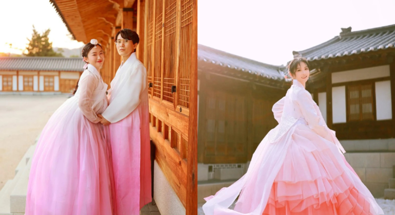 Seoul Hanbok Fotografie im Gyeongbokgung Palast