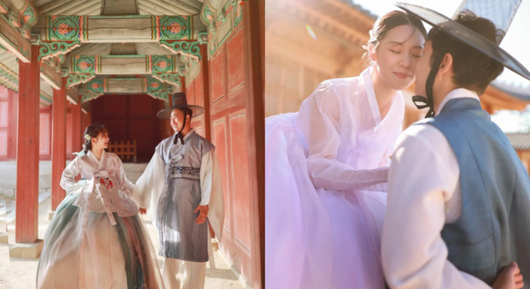 Seoul Hanbok Fotografie im Gyeongbokgung Palast