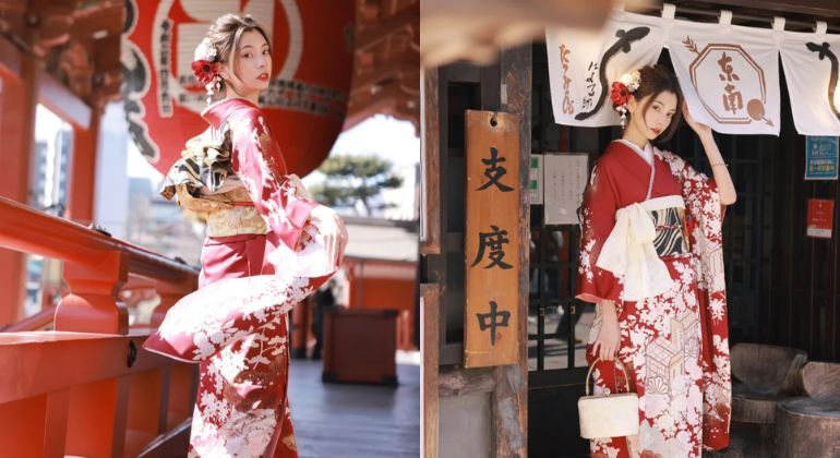 Tokyo Senso-ji Temple Kimono et photographie décontractée