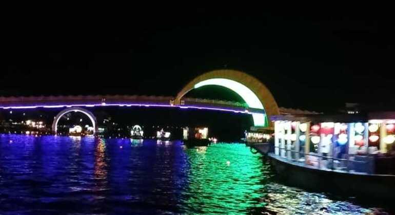 Floating Lantern with Motor Boat Rider in Thu Bon River